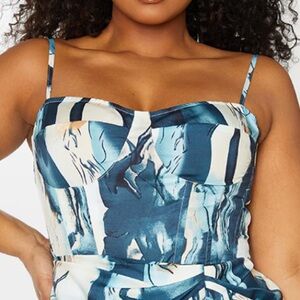 NWT PrettyLittleThing Marble Print Corset Top